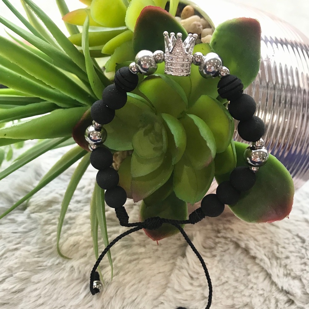Handmade Silver Plated Crown Charm Bracelet
